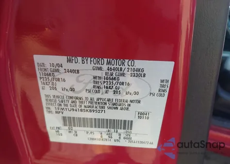 2005 Ford Escape Limited from USA, damaged, VIN 1FMYU94185KB95271